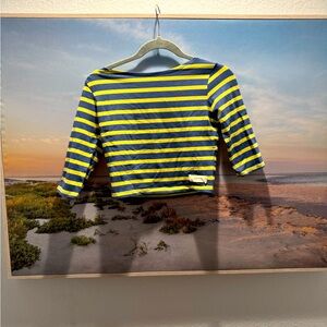 Striped Nauticql Crop Top, 3/4 Sleeves, Sz S
